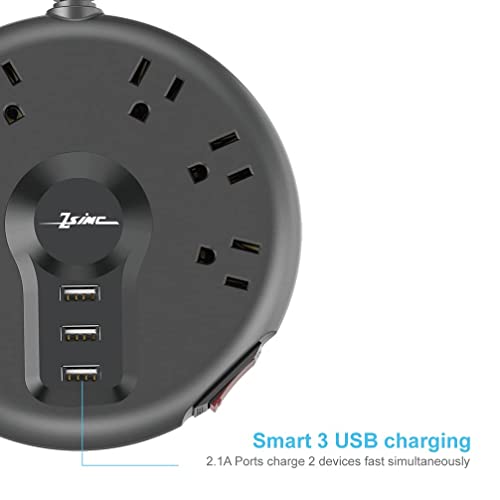 Power Strip, Surge Protector, 6 Outlets and 3 USB Ports 6.5FT Long Extension Cord, ZSIMC Sleek Socket Overload Surge Protection, Flat Plug Charging Station Compact for Dorm Room, Office, Home, Travel - Image 7