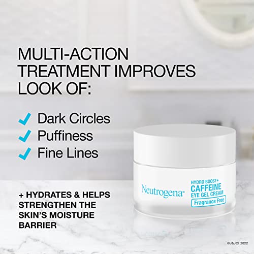 Neutrogena Hydro Boost+ Caffeine Eye Gel Cream, Fragrance-Free Cream with Hyaluronic Acid, Caffeine & Peptide Complex to Reduce the Look of Dark Circles, Fine Lines & Puffiness, 0.5 oz - Image 5