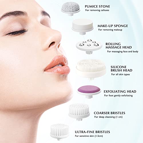 Facial Cleansing Brush Face Scrubber: COSLUS 7in1 JBK-D Electric Exfoliating Spin Cleanser Device Waterproof Deep Cleaning Exfoliation Rotating Spa Machine - Electronic Acne Skin Wash Spinning System - Image 9