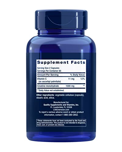Life Extension Creatine Capsules – For Healthy Muscle Performance - Energy Support Supplement Non-GMO, Gluten Free – 120 Capsules - Image 9