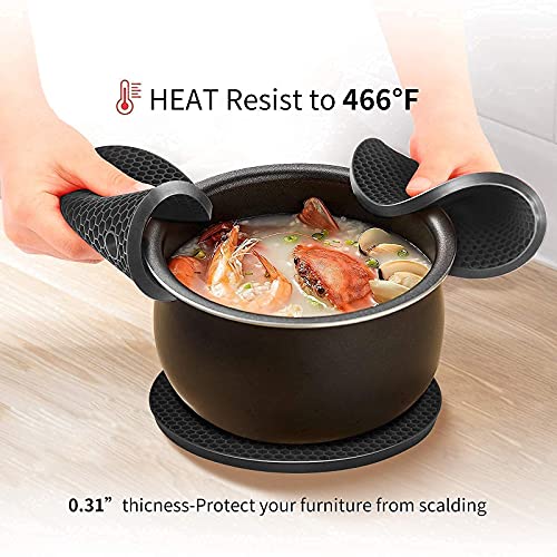 Ardanlingke Silicone Trivet Mats, trivets for hot pots and Pans, Extra Thick Hot Pads for Kitchen, Multi-Purpose Pot Holder, Non-Slip Jar Opener, Gripper Pad, Drying Mat, Coaster (4 Pcs, Dark Gray) - Image 5