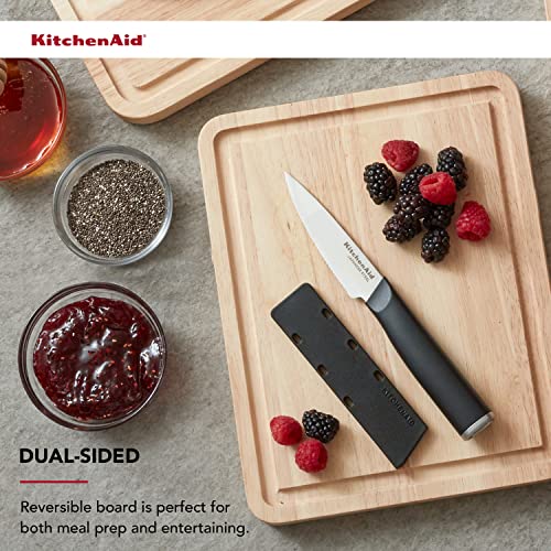 KitchenAid Classic Rubberwood Cutting Board with Perimeter Trench, Reversible Chopping Board, 8-inch x 10-Inch, Natural - Image 7