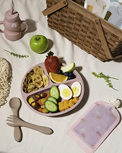 Hippypotamus Toddler Plates with Suction - Baby Plates - 100% Food-Grade Silicone Divided Plates - BPA Free - Dishwasher Safe - Set of 3 (Pink/Mint/Lavender) - Image 9