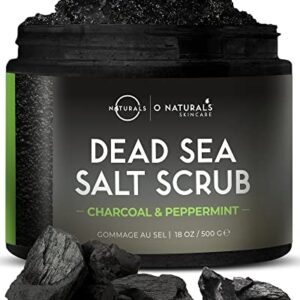 O Naturals Activated Charcoal Mens Body Scrub, Dead Sea Salt Scrub for Men, Anti-Aging Mens Skin Care, Charcoal Natural Body Exfoliating Scrub, Mens Face Scrub, Hand scrub & Body Polish 18oz