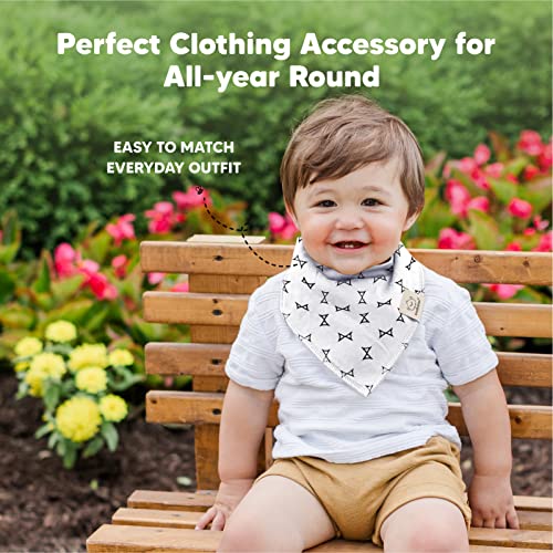 10-Pack Organic Baby Bandana Bibs - Organic Cotton Bandana Bibs for Boys, Girls - Super Absorbent Bandana Drool Bibs - Teething Bibs - Baby Bibs for Infant, Toddler (MONOS) - Image 3
