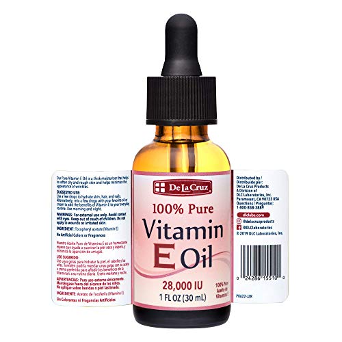 De La Cruz Vitamin E Oil for Face 28,000 IU - No Preservatives, Artificial Colors or Fragrances, Made in USA 1 FL. OZ. - Image 7