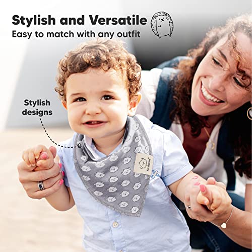 10-Pack Organic Baby Bandana Bibs - Organic Cotton Bandana Bibs for Boys, Girls - Super Absorbent Bandana Drool Bibs - Teething Bibs - Baby Bibs for Infant, Toddler (MONOS) - Image 7