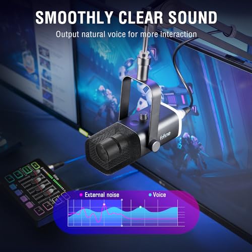 FIFINE Gaming Equipment Bundle, Dynamic XLR/USB Gaming Microphone Set with Streaming Audio Mixer for Podcast Recording Video Vocal, RGB Gamer Set with Volume Fader/XLR Interface for PC-AmpliGame KS5 - Image 7