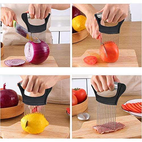 1PCS Onion Holder Slicer, 2PCS Finger Guard, Holder Slicer Vegetable For Onion, Tomato, Lemon, Meat, Onion Cutting Tool Stainless Steel Cutting Kitchen Gadgets - Image 6