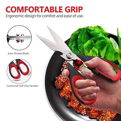 Tpotato kitchen scissors,kitchen shears heavy duty dishwasher safe,Stainless Steel Sharp utility food cooking Scissors multipurpose with cover cutting Meat, Poultry, Vegetables, fish,2 Pack - Image 5