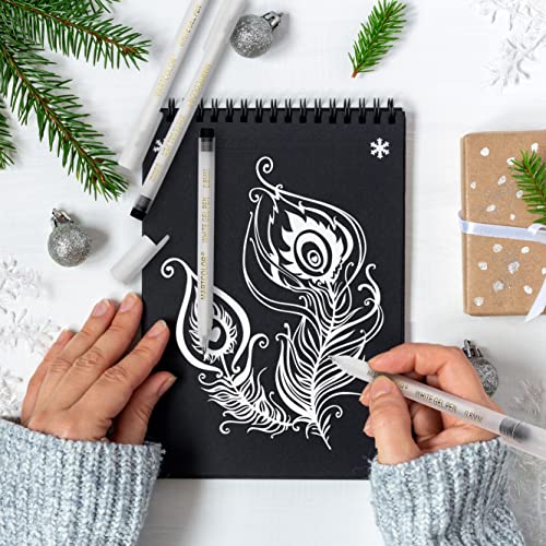 MARTCOLOR White Gel Pens Set, 6 Pack, 0.8mm Fine Point Pens Gel Ink Pens For Artists, Archival Ink Pens, White highlight Pens for Black Paper Drawing, Illustration, Sketching, Writing - Image 7