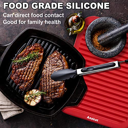 Anaeat 2 Pack Silicone Trivets for Hot Pots and Pans - Heat Resistant Real Silicone Hot Pads for Kitchen Counter, Multi-Purpose & Durable Trivet Mat for Hot Dishes, Jar Opener, Spoon Holder (Red ) - Image 6